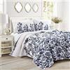 Lush Decor Tanisha - Set copripiumino reversibile, 3 pezzi, king size, blu navy e bianco