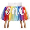 MIAUL Decorazione arcobaleno per seggiolone per bambini, bandiera a tema festa, ghirlanda in tessuto per seggiolone, uno striscione per il primo compleanno, oggetti di scena fotografici, fatto a mano