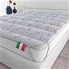 Italian Bed Linen Topper Tencel, Imbottito e Trapuntato, Lavabile | Singolo 80x195 cm, Microfibra + Fibra di Tencel, Made in Italy, Elastici per il Fissaggio, Imbottitura 250 gr
