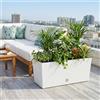 WELL HOME MOBILIARIO & DECORACIÓN Fioriera per fiori, grande vaso per esterni/interni, in plastica effetto rattan, per terrazza, giardino o soggiorno, resistente ai raggi UV, 32 x 80 x 33 cm, colore bianco