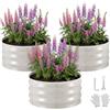 VEVOR Fioriera Rialzata Zincata 3 pezzi 600x600x300 mm Set di Fioriere Rotonde in Metallo per Esterno, Aiuola Rialzata Senza Fondo in Metallo per Coltivazione Fiori Verdure Orto Colore Beige