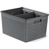TATAY Cestino Portaoggetti Bohol Set da 4 Pezzi Senza BPA Manici Integrati | Cestino Portaoggetti Casa | Misure 30x39x21,5 cm | Plastica Riciclata | Design Impilabile | Ventilazione Ottimale, Grigio