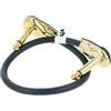 vhbw Cavo patch per chitarra da 30cm cavo jack per pedali per effetti - cavo patch jack con spina jack da 6,35 mm, angolare, piatto, oro/nero