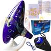 WSNDM Ocarina, 12 Buche Alto C Leggenda di Ocarina, con Espositore a Forma di Mano, Custodia Protettiva, Cordino da Collo e Libro Canzoni, Adatto ai principianti (blu)