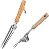 NICAVKIT 2 Pz Sarchiatrice Manuale con Manico in Legno, Falciatrice Manuale Estrattore per Giardino Diserbatrice in Acciaio Inossidabile, estrattore di Erbacce per Giardino scavo