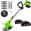 Generico Decespugliatore Elettrico a Batteria, 2 Batterie 48V Max, Garanzia Post Vendita Tagliabordi Leggero e Potente per Giardino, Lama Regolabile, Silenzioso, Facile da Usare