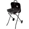 AKTIVE Barbecue portatile con ruote, colore nero, misura 49 x 74 x 79 cm, acciaio resistente, gambe pieghevoli, coperchio ventilato, mini griglia carbone rimovibile (63178)