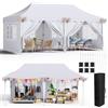 LIFERUN Gazebo pieghevole 3 x 6 m, impermeabile, gazebo da giardino bianco | 290 - 300 - 310cm di altezza Protezione UV 50+ con 4 pareti laterali, 12 ganci di terra, 6 corde e 6 sacchi di sabbia, gazebo