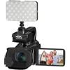 CCZRD Videocamera 4K Vlog Digitale UHD 60FPS For Streaming Live Webcam Luce Di Riempimento 4,0 Pollici Ruota Touch Screen Zoom 18X Cattura Facilmente Momenti Meravigliosi(With 64G SD Card)