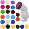 Baxnore Set di 24 filtri gel colorati Filtri di luce flash circolari per fotografia Video Accessorio per torcia a LED Effetti di sfondo creativi per studio fotografico all'aperto M (Nera)