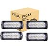 PICAA 4pz Ultra Thin 12LED Luci di Emergenza Ambra Hazard Lampeggiante Luce Stroboscopica Luce Universale per 12-24V Car Truck Trailer Camper Moto Furgone