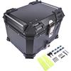GLOSSY AUTO PARTS Bauletto universale nero per moto da 45 litri, bauletto impermeabile in alluminio per moto, portaoggetti a doppia chiave, bauletto per conservare il casco