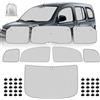 ZWPARTS Parasole per Parabrezza Auto compatibile con 2007-2021 Renault Kangoo 2 X61, 8 Pezzi Pieghevole Parasole per Interni Auto, Set di Tappetini Termici Interni con Borsa Portaoggetti