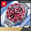 OUPINKE OLEVS 5885 Orologio da sub al quarzo originale di marca di lusso per uomo Orologio da polso da uomo in acciaio inossidabile impermeabile luminoso con data automatica
