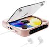 Bytelike Lettore CD portatile, lettore CD Bluetooth, batteria ricaricabile, lettore musicale, Audio domestico con Display LCD, rosa