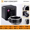K&F CONCEPT Adattatore per Obiettivi K&F CONCEPT da Canon EF FD FL M42 M39 C/Y MAF Nikon F OM PK AR TAM MD a Fotocamere con Attacco L Sigma Leica Panasonic
