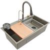 NONE Lavabo da cucina multifunzionale indipendente in acciaio inossidabile con rubinetto, lavello mobile per lavabo in acciaio inossidabile