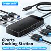 Lemorele TC122 Docking station hub USB C 6 in 1 doppia HDMI e DP 4K per MacBook Dell HP 100W PD USB 3.0 Adattatore multi monitor