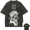 Bandai Demon Slayer T-shirt vintage Akaza T-shirt in cotone invecchiato Uomo Donna Oversize Comfort Fit Streetwear Unisex Cosplay Regalo Anime