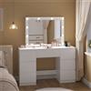 WOLTU Toeletta bianca per ragazze/donne Vanity Dresser con specchio grande 7 cassetti Scrivania per trucco con luci a LED Presa di ricarica