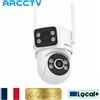 ARCCTV Telecamera di Sorveglianza WiFi ARCCTV a Doppia Lente 4K 8MP, Comunicazione Bidirezionale HD, Tracciamento Automatico, Telecamera di Sicurezza per Esterni con Visione Notturna a Colori