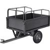 SucceBuy Rimorchio da Giardino in Acciaio, Carrello Ribaltabile Trainabile a Mano o con Pedale, Rimorchi Resistenti per Trattorini da Giardino