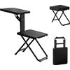 NONE Sedia Pieghevole Definitiva con Tavolino, Sedia Portatile da Campeggio per Pesca, Spiaggia, Attività all'Aperto, Portata 150kg (Nera)