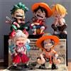 Bandai Serie di Accessori Anime ONE PIECE, Modellini Q-version di Luffy, Zoro, Sanji in Posizione Seduta, Giocattoli da Collezione per Bambini