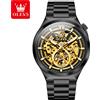 OLEVS 6722 Orologio Meccanico Automatico Scheletrato da Uomo, Impermeabile, Luminoso, in Acciaio Inossidabile, Relogio