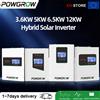 POWGROW Inverter Solare Ibrido 3.6KW 5KW 6.5KW 12KW Onda Pura 450VDC con Regolatore di Carica MPPT Off-Grid e WIFI BMS
