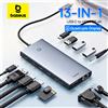 BASEUS Hub USB C Baseus 13-in-1 con 2*HDMI, 1*DP 4K@60Hz, 1*VGA, Adattatore per Quattro Display USB 3.2 con RJ45, SD, TF, 3.5mm, PD 100W