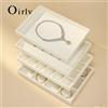 Oirlv Vassoio Espositore in Microfibra per Anelli, Orecchini, Bracciali e Collane, Organizzatore da Tavolo Impilabile con Cassetti per Gioielli