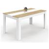 IDMarket - Tavolo da pranzo rettangolare GEORGIA per 8 persone in simil-faggio e bianco 160 x 80 cm
