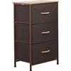 BAKAJI Cassettiera Resistente 3 Ripiani Multicolor Mobile Mobiletto Armadio Armadietto Tessuto Bicolor Robusto Multiuso Arredamento Ufficio Salvaspazio Dimensioni 75x46x30cm (Marrone)