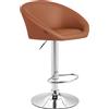 CLP Sgabello Imbottito Lounge Miami In Similpelle I Sgabello Poltroncina Con Schienale Girevole E Regolabile 62-82 CM Colore marrone chiaro