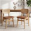 Ya-Home Set di 2 Sedie Sala da Pranzo in Rattan con Gambe in Legno, Marrone