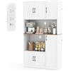 COSTWAY Armadio Dispensa Alto 180 cm, Credenza da Cucina con Presa di Corrente e 4 Ante, per Cucina, Sala da Pranzo e Soggiorno, 100 x 40 x 180 cm (Bianco)