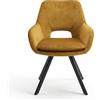Cribel Set di 2 Poltrone TALLIN in Velluto Ruggine Ossidato con Gambe in Metallo Nero, Schienale Inclinato e Braccioli Avvolgenti, Design Contemporaneo 61x57x86 cm