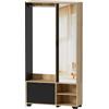 MSFE Guardaroba da Ingresso con 144cm specchio,Guardarobas Compatto con Asta Appendiabiti, Scarpiera e Scomparti, Set guardaroba, Mobile Ingresso con specchio,100Lx33Wx190H cm
