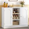 Hzuaneri Mobile da Bagno, Armadio di stoccaggio, Mobile da cucina, con 3 Ripiani Aperti Regolabili e 2 ante, 30 x 100 x 81,5 cm, per Bagno, Soggiorno, Ingresso, Cucina, Bianco SC21203X