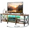 iSunirm Mobile TV 160 cm Marrone Vintage con LED RGB e Stazione di Ricarica - Porta TV fino a 75 Pollici - Mobile TV Industriale Legno e Metallo per Soggiorno e Camera