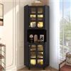 DACHETOU Armadio angolare laccato multifunzionale, nero, pannello in MDF con superficie verniciata, per soggiorno, libreria, bagno, camera da letto, sala da pranzo