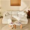 Litbird Divano Angolare Modulare 3 Posti 265 cm, 5 Moduli, Ciniglia, Bianco puro