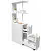 Baroni Home Colonna Bagno Salvaspazio, Mobile Alto con Ripiani Aperti e Cassetti, Multiuso, Colonnina Moderna per Bagno, Cucina e Camera da Letto, 45x19x113 cm 3 Ripiani 2 Cassetti Bianca