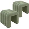 Rebecca Mobili Set 2 Poggiapiedi Moderni, Pouf Sgabelli Bassi, Verde Scuro, Tessuto Poliestere MDF, Decorazione Casa, per Divano - Misure HxLxP: 40 x 38 x 40 cm - Art. RE7062