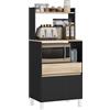 HOMCOM Mobile per microonde, credenza da cucina con cassetto a ripiano superiore, mobile per microonde da cucina per sala da pranzo, soggiorno, 60 x 40 x 131 cm naturale e nero