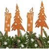 Mecctuck 4 pezzi ruggine decorazione Natale, decorazione da giardino, decorazione natalizia, decorazione natalizia, decorazione natalizia, per esterni, in metallo, resistente alle intemperie, decorazione per