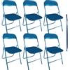 MA MAISON Set 6 Sedie Pieghevoli Imbottite - Seduta Comoda, Portatile, Struttura in Metallo, Slim, Salvaspazio, Resistenti, per Casa, Campeggio, Ufficio - da Interno, Esterno (Blu, Golf)