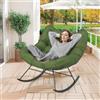 GIANTEX Sedia a dondolo Oversize, Sedia Papasan a forma di uovo con cuscino spesso, poltrona a dondolo per interni ed esterni, carico 205 kg, per giardino, terrazza, grigio (Verde)