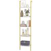 HOMASIS Scaffale a Scala a 5 Livelli, Libreria da Parete con Telaio in Metallo e Piedini Regolabili, Libreria a Muro con Protezione Anti-ribaltamento per Salotto, Ufficio (Bianco, 43 x 30 x 178 cm)